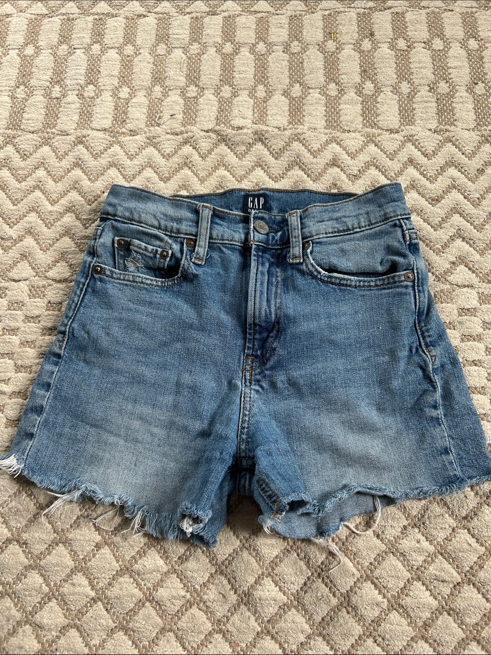 GAP Women's Light Blue High-Rise Denim Cutoff Shorts
